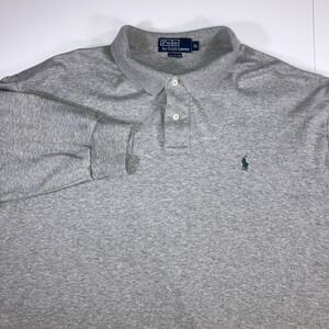 Polo Ralph Lauren Polo Shirt Long Sleeve Mens XL Gray Classic Fit Green Pony